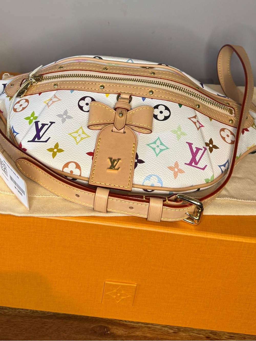 Louis Vuitton White Multicolor Monogram white high rise bumbag